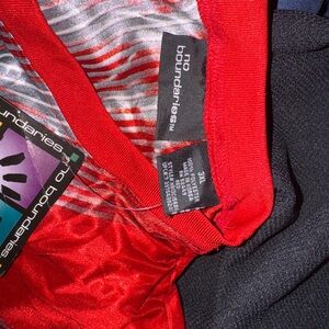 Red and Gray Striped Top